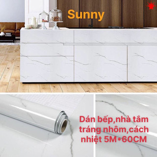 Giấy Dán Bếp_Decal dán tường Tráng Nhôm, cách nhiệt_khổ rộng 60cm dài 5 mét sẵn keo