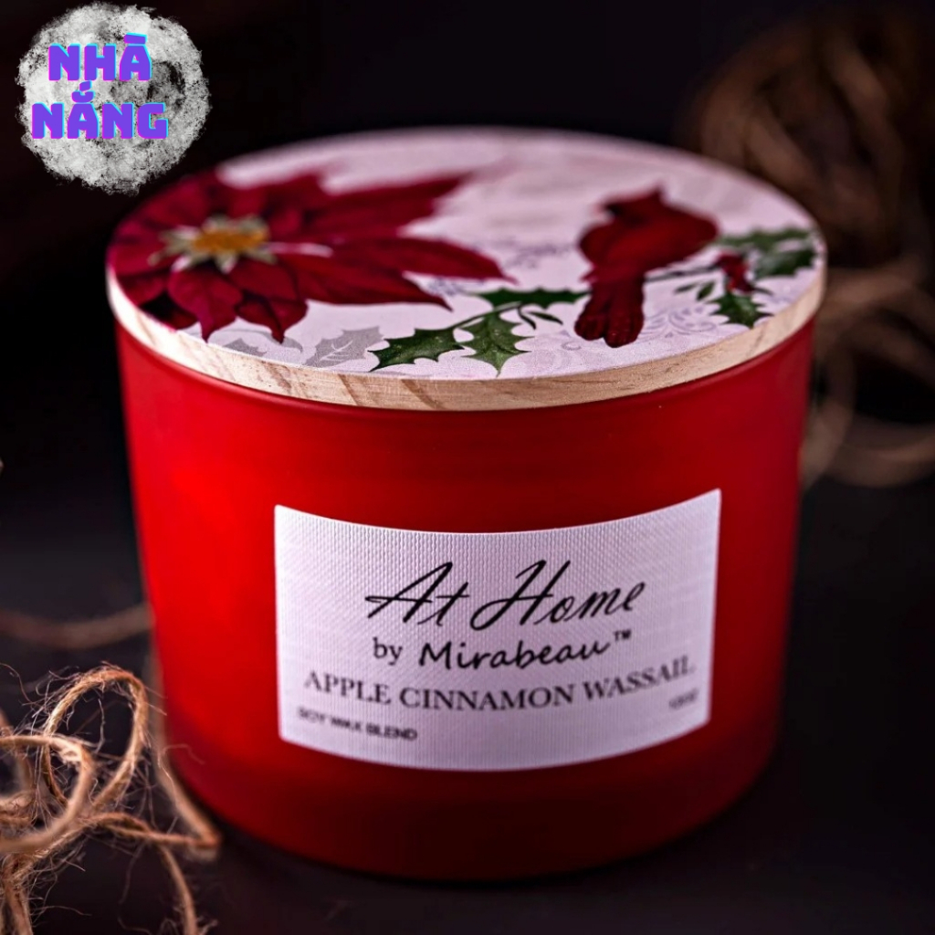 Nến cực thơm xuất khẩu 3 bấc - hương Apple Cinnamon Wassail táo quế thơm êm dịu Bộ sưu tập At home by Mirabeau