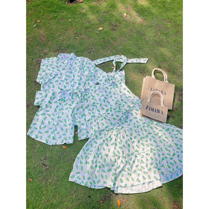 Set Gia Đình Đi Biển: TRẮNG HOA XANH tươi mát cho mùa hè❤️