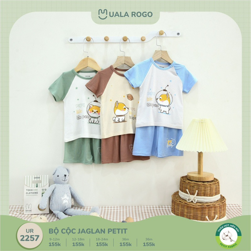 Bộ cộc tay cài vai Bamboo hãng Ualarogo