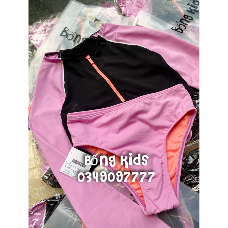 Đồ Bơi Bé Gái Dài Tay Đen/Hồng SUMMER