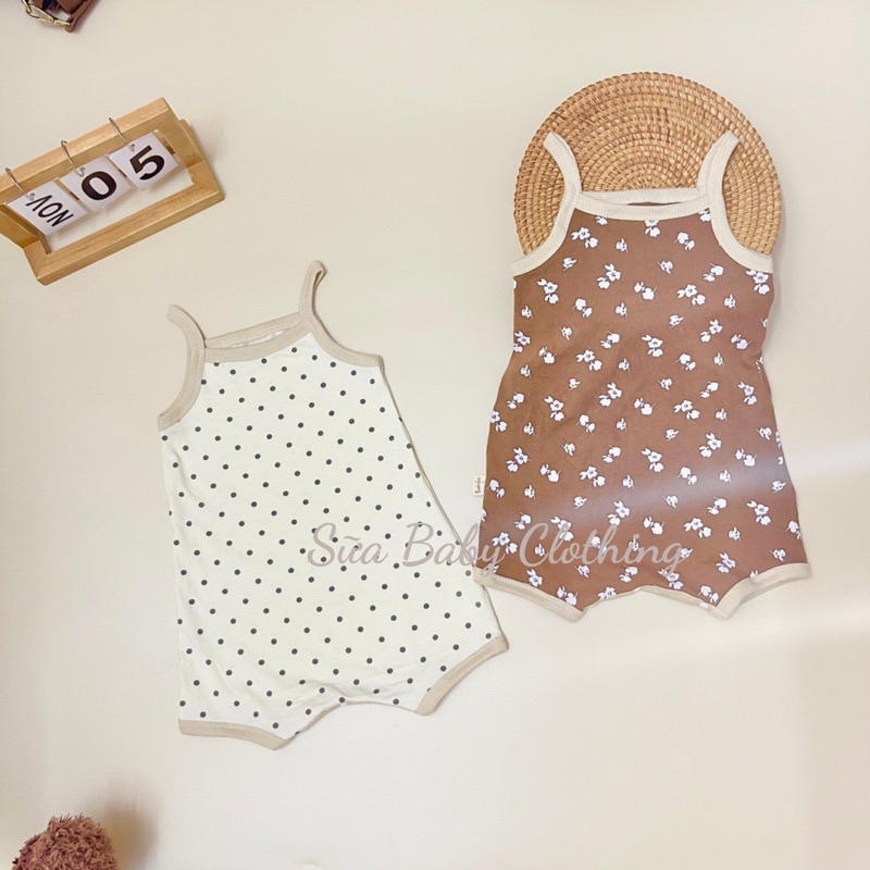 Body đùi 2 dây cho bé gái cotton Hàn mềm mịn