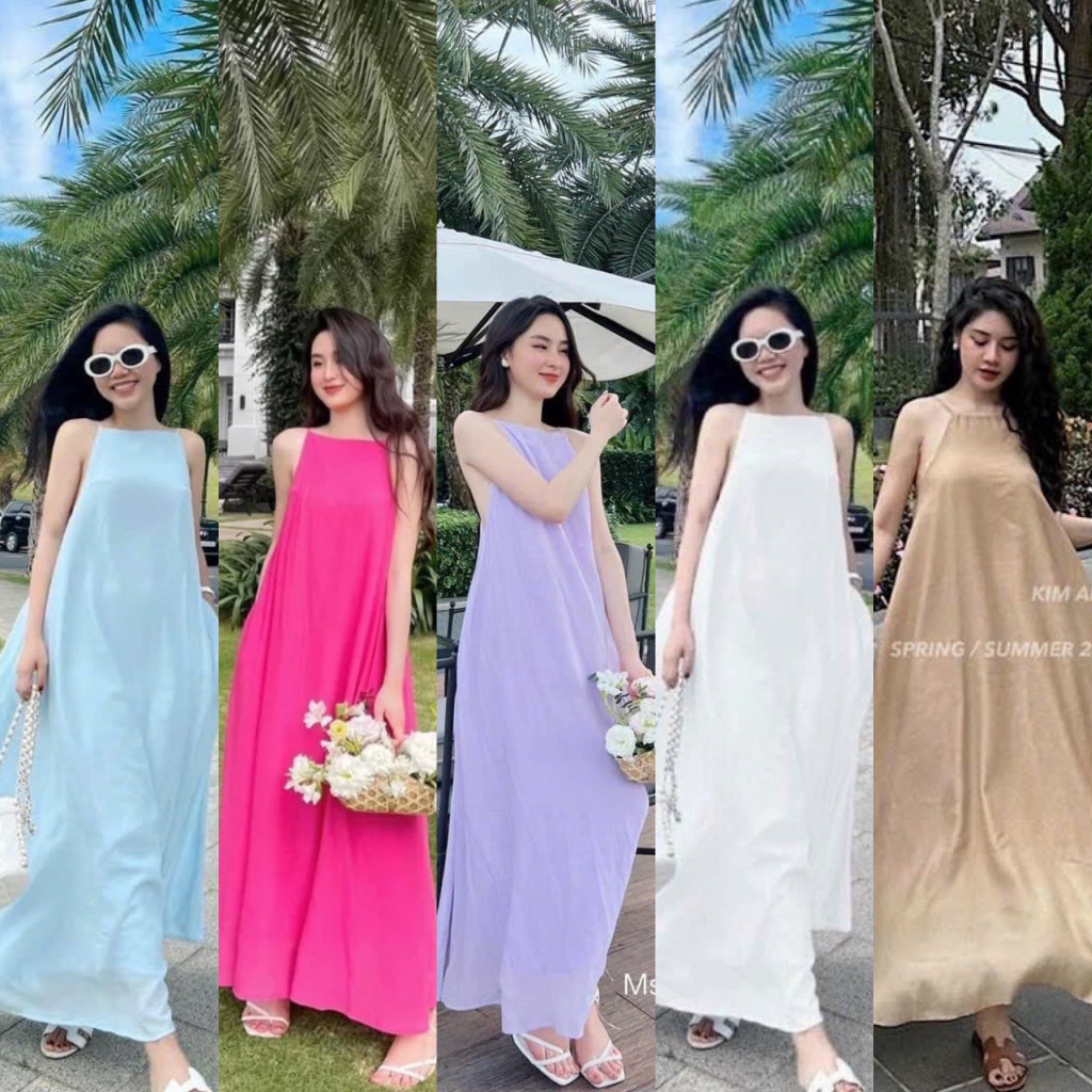 ĐẦM MAXI HAI DÂY HỞ LƯNG (KÈM VIDEO HÌNH THẬT)