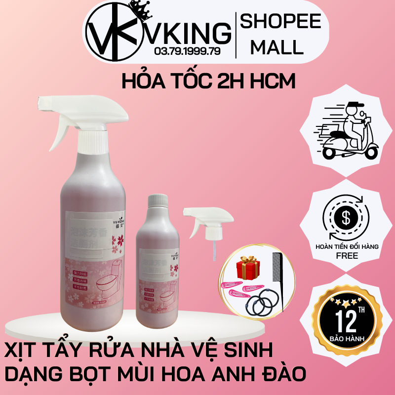 Chai xịt tẩy rửa bồn cầu, nhà vệ sinh đa năng siêu sạch hương nước hoa anh đào khử khuẩn 500ml - HOHO