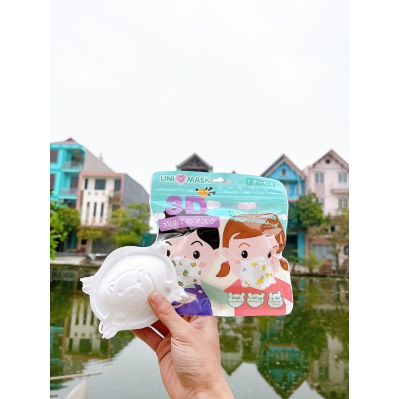 Set 3 Chiếc Khẩu Trang Gấu 3D Cao Cấp Kháng Khuẩn An Toàn Cho Bé Yêu