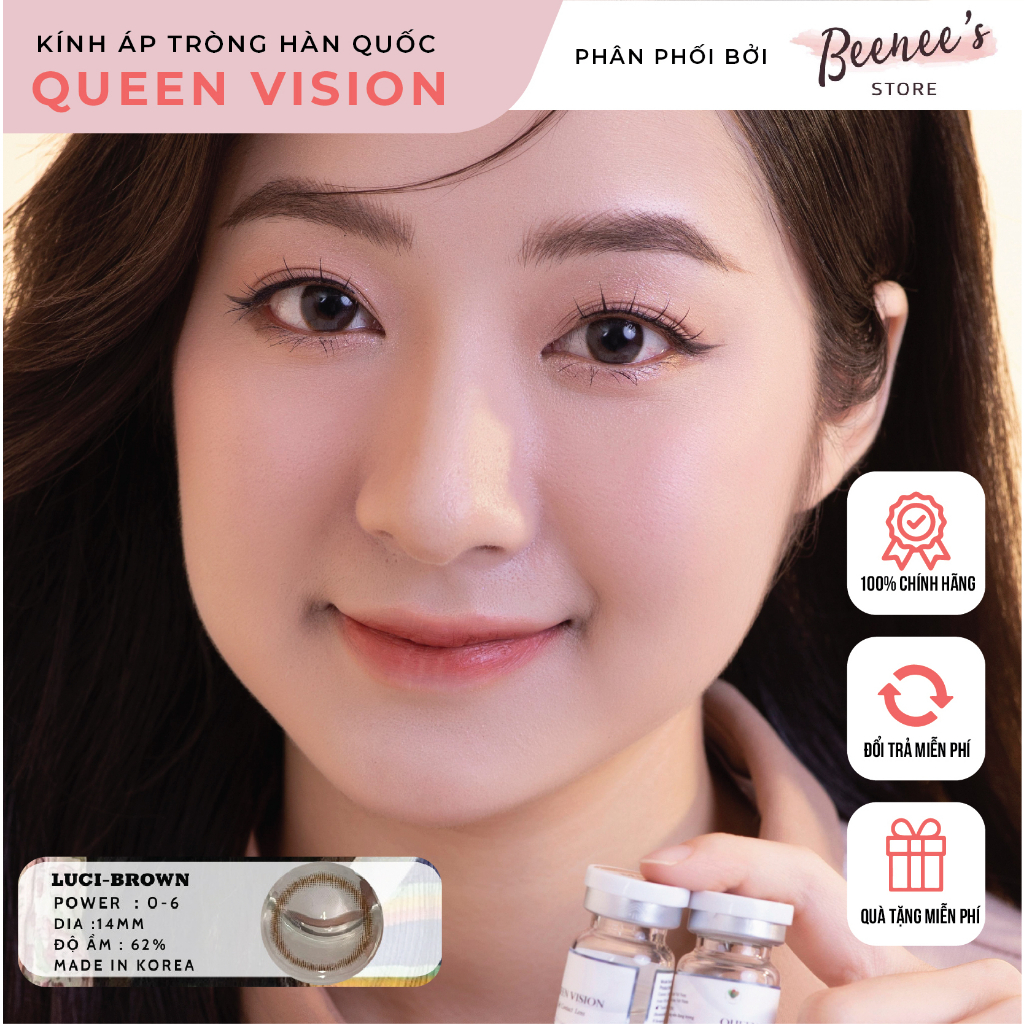 Kính áp tròng Queen Vision LUCI BROWN - Lens Hàn chính hãng