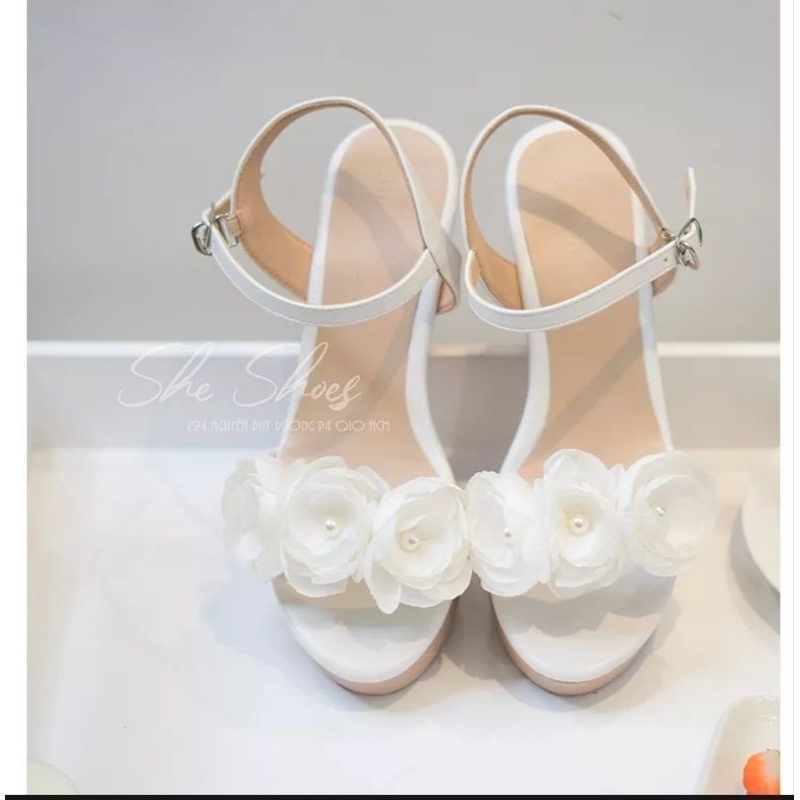 giày sandal đế xuồng , giày cô dâu đính nơ xinh xắn, siêu nhẹ, êm chân