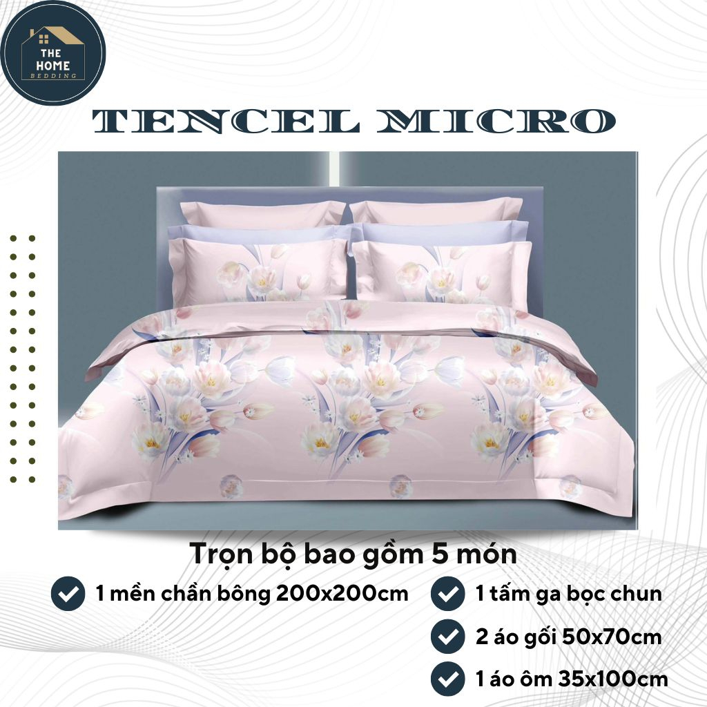 Bộ Ga Bọc Chun Tencel Micro, Nhiều Kích Thước, Bảo Hành 1 Đổi