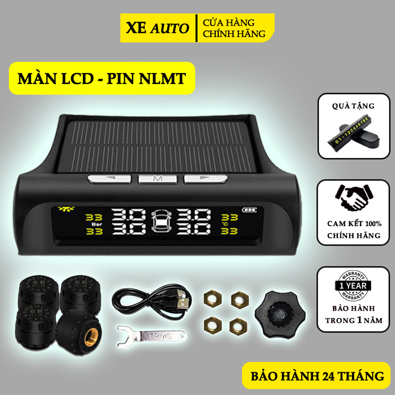 Cảm Biến Áp Suất Lốp Ô Tô, Xe Hơi Gắn Ngoài Cao Cấp Pin Sạc Năng Lượng Mặt Trời Màn Hình LCD Độ Bền Cao