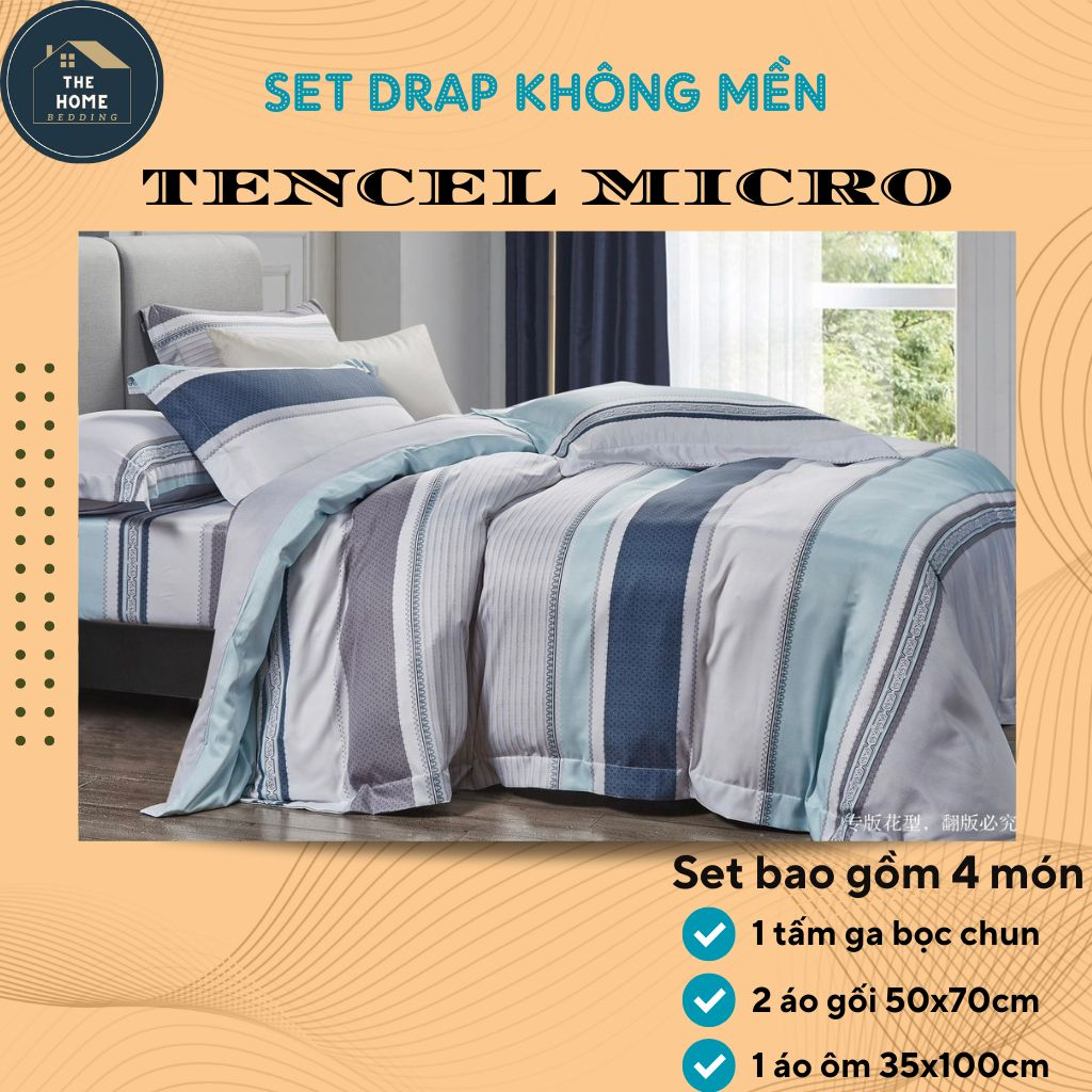 Bộ Drap Không Mền Tencel Micro, Nhiều Kích Thước