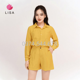 Bộ đũi nữ sét đồ bộ nữ áo dài quần cộc chất đũi Hàn cao cấp đi biển đi chơi năng động, Lisa M96