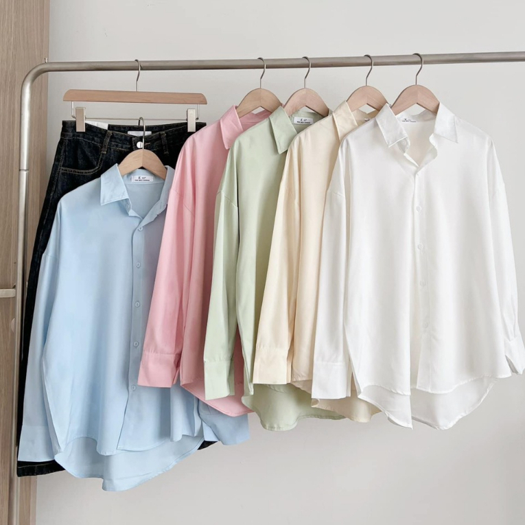 [Mã TOPS06 giảm đến 10k đơn 99k] Áo Sơ Mi Lụa Dài Tay Màu Pastel Form Rộng Trend Lưu Diệc Phi, Labibi | BigBuy360 - bigbuy360.vn