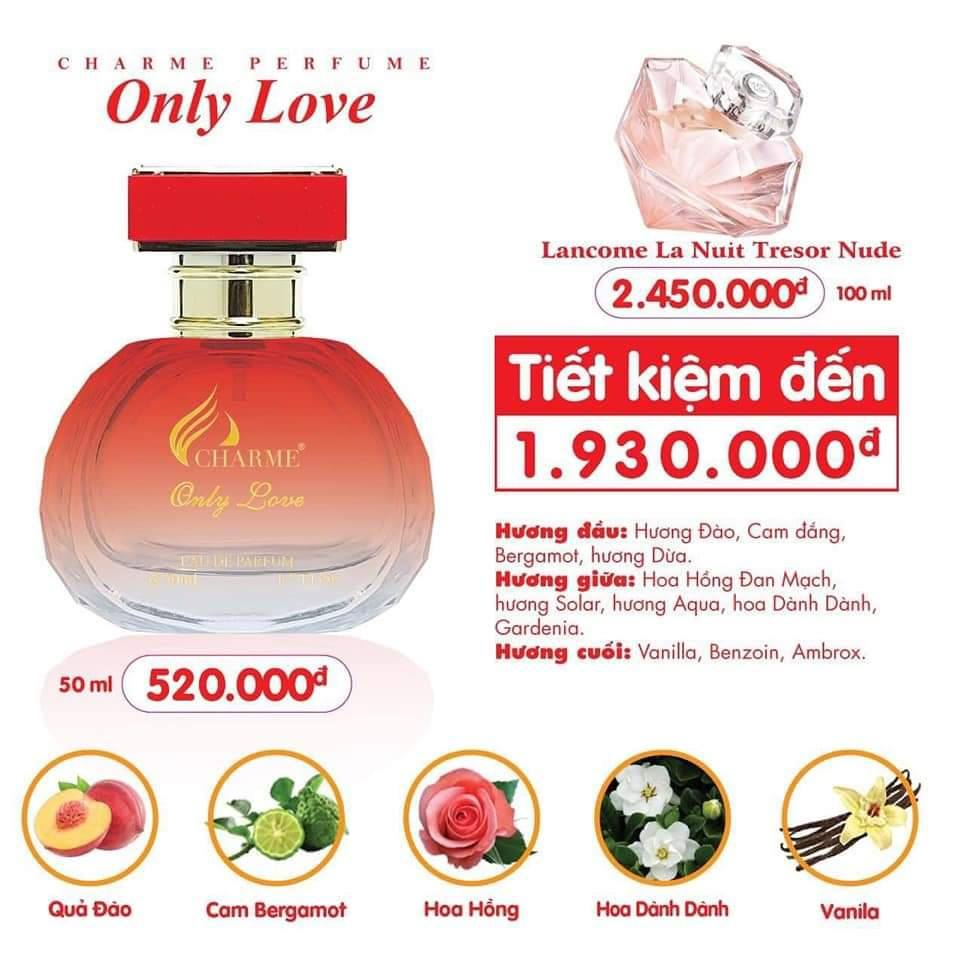 Nước Hoa Nữ Charme Only Love 50ml huyền bí và thu hút phiên bản 2021
