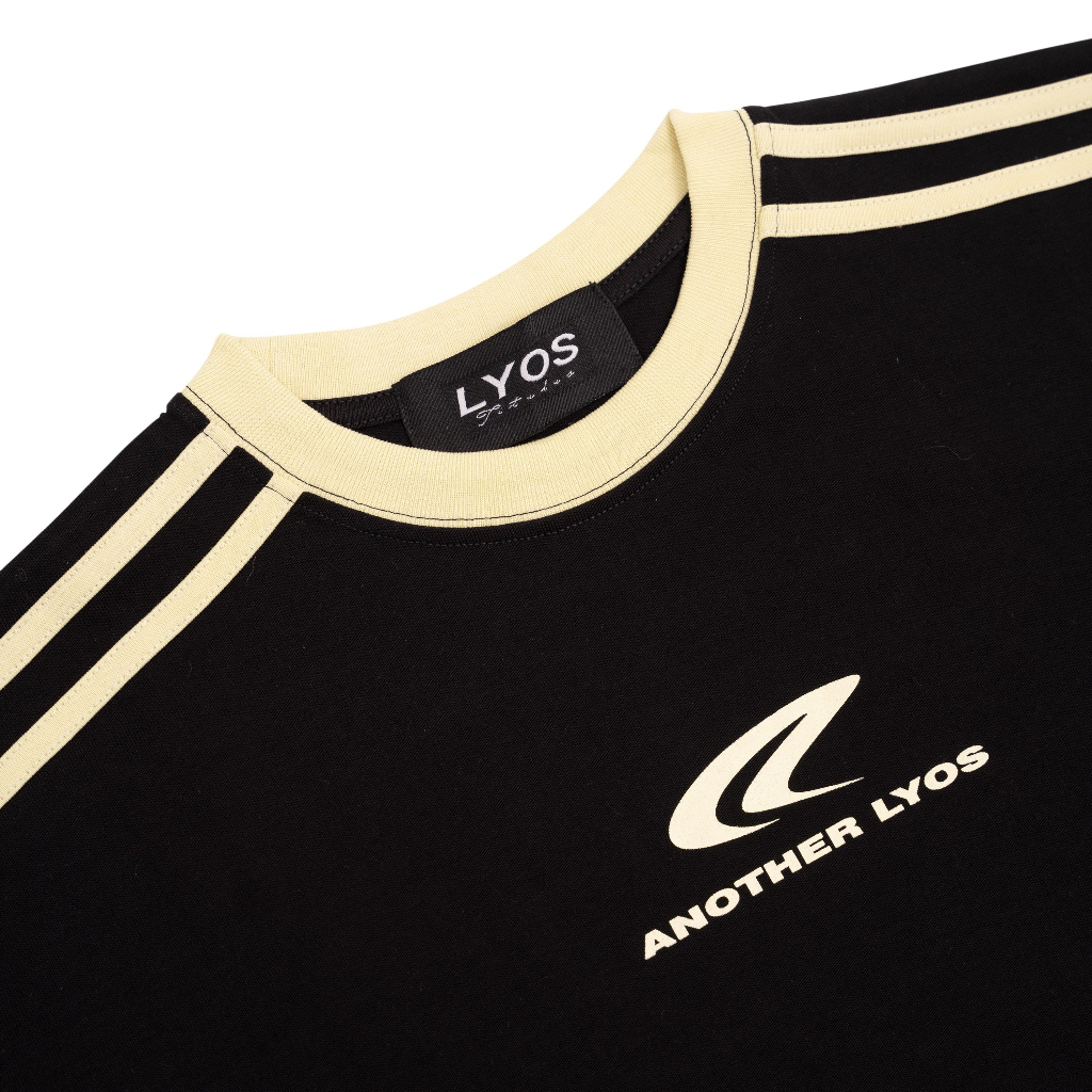 LYOS 2 STRIPES LOGO T-Shirt Boxy Black Cream