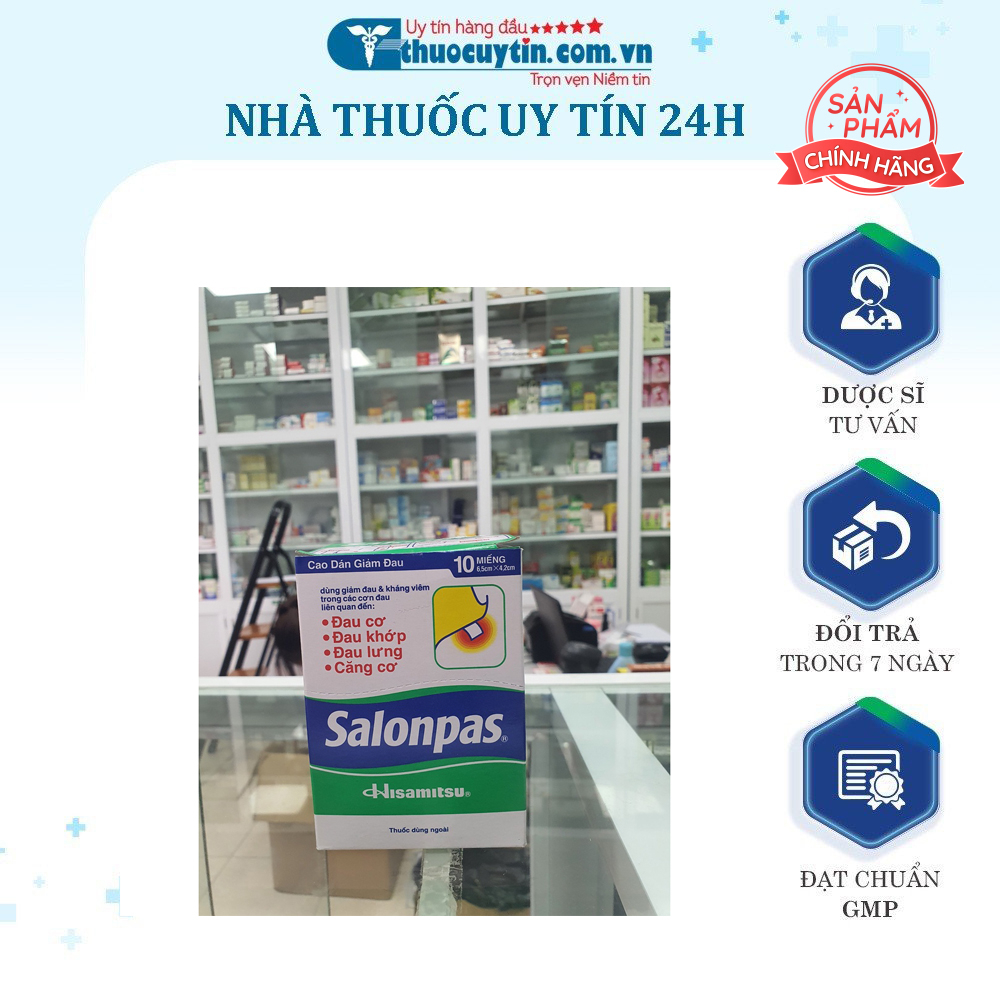 SALONPAS HỖ TRỢ GIẢM ĐAU KHỚP, ĐAU CƠ, ĐAU LƯNG 10 miếng