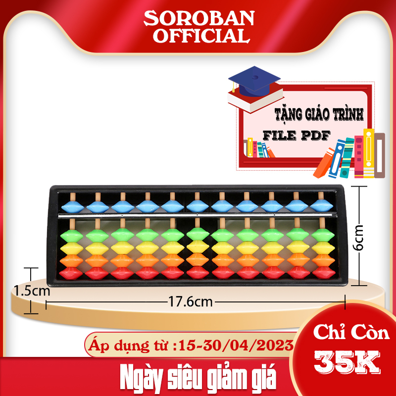 Bàn tính soroban 11 cột bảy sắc cầu vồng cho bé học toán thông minh, chất liệu nhựa ABS dùng cho giáo viên dạy toán