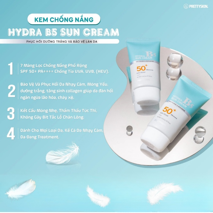 Kem Chống Nắng PrettySkin Phục Hồi Dưỡng Trắng Hydra B5 Suncream Pretty Skin 70ml