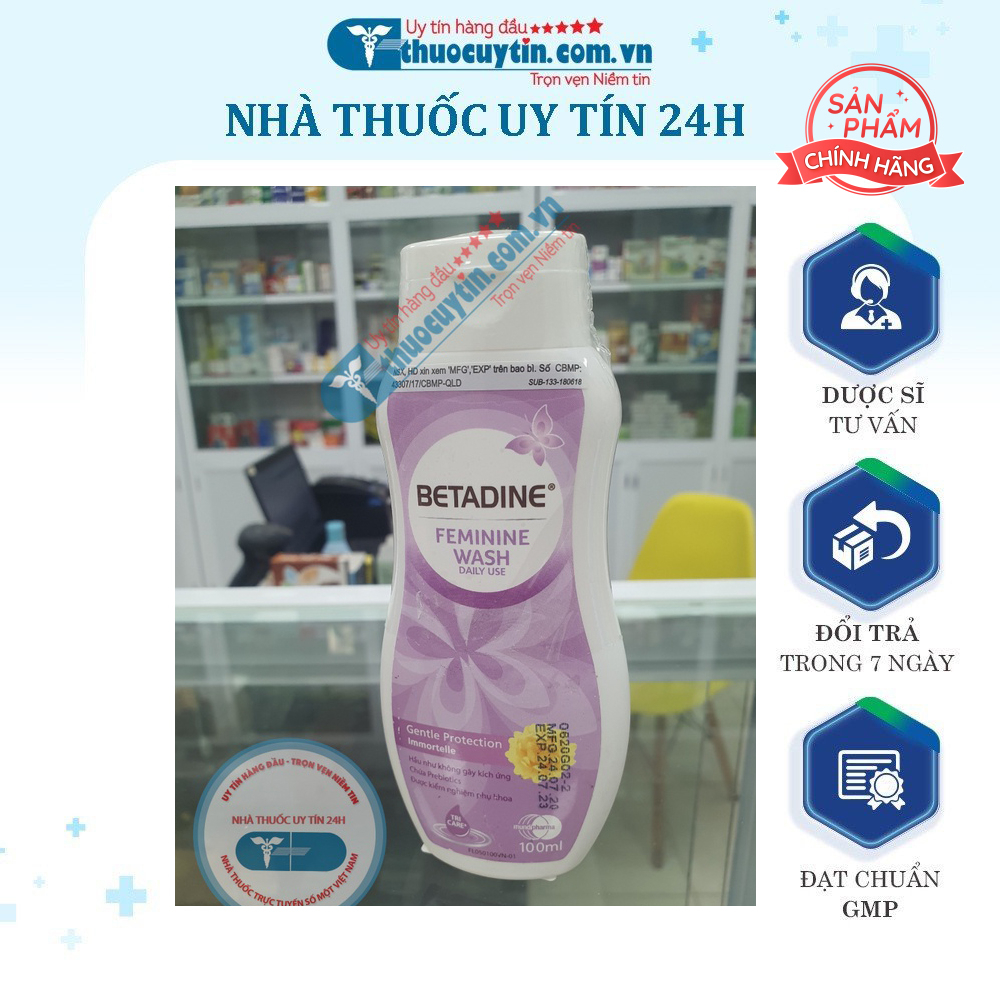 Betadine Feminine Wash chai 100ml - Dung Dịch Vệ Sinh Phụ Nữ Bảo Vệ Dịu Nhẹ