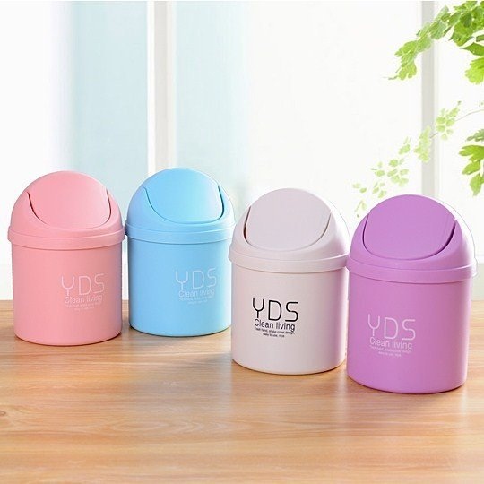 Thùng rác mini để bàn có nắp đậy chất liệu PP an toàn,  Thùng rác để bàn mini nhỏ gọn tiện lợi Shopmegold1