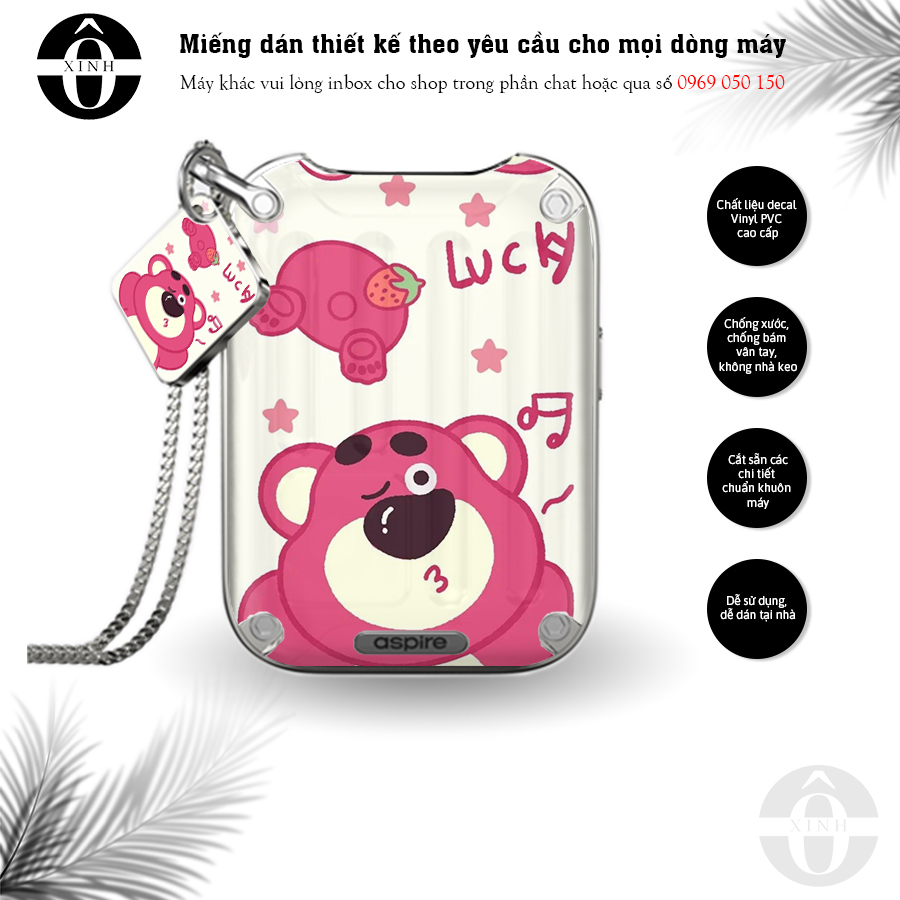 Miếng dán skin cho xlim / favostix / riil x / feelin / avocado / origin...in hình gấu dâu siêu cute