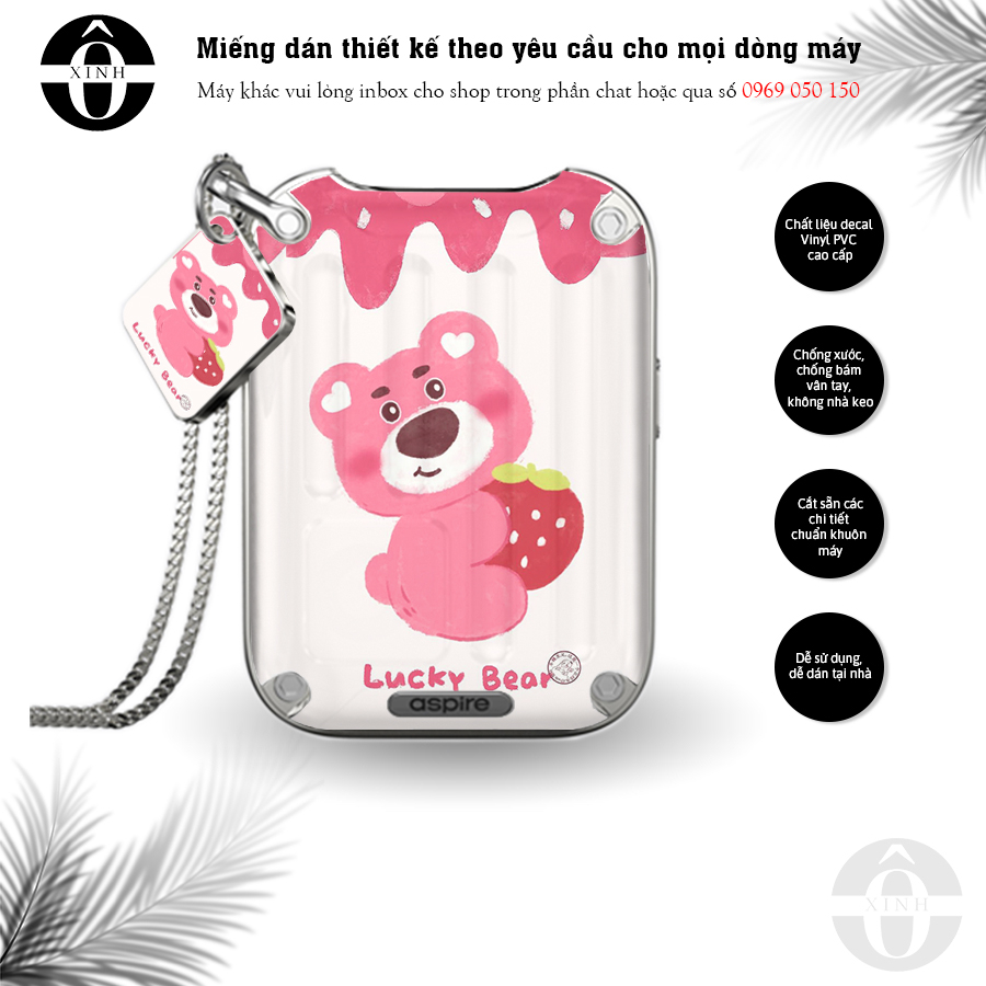 Miếng dán skin cho xlim / favostix / riil x / feelin / avocado / origin...in hình gấu dâu siêu cute