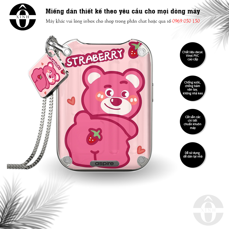 Miếng dán skin cho xlim / favostix / riil x / feelin / avocado / origin...in hình gấu dâu siêu cute