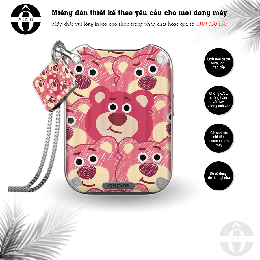 Miếng dán skin cho xlim / favostix / riil x / feelin / avocado / origin...in hình gấu dâu siêu cute