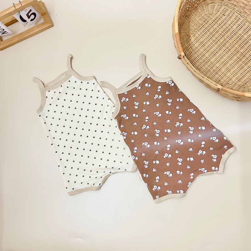 Body đùi 2 dây cho bé gái cotton Hàn mềm mịn