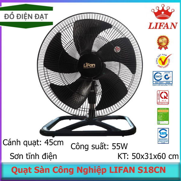 Quạt sàn công nghiệp Lifan, Quạt chân quỳ S18CN, Bảo hành 12 tháng