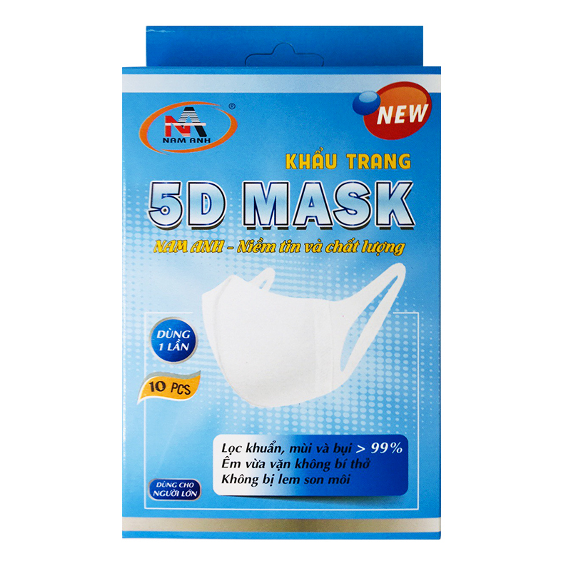 Khẩu trang y tế kháng khuẩn 3 lớp Famapro 5D Mask dây vải