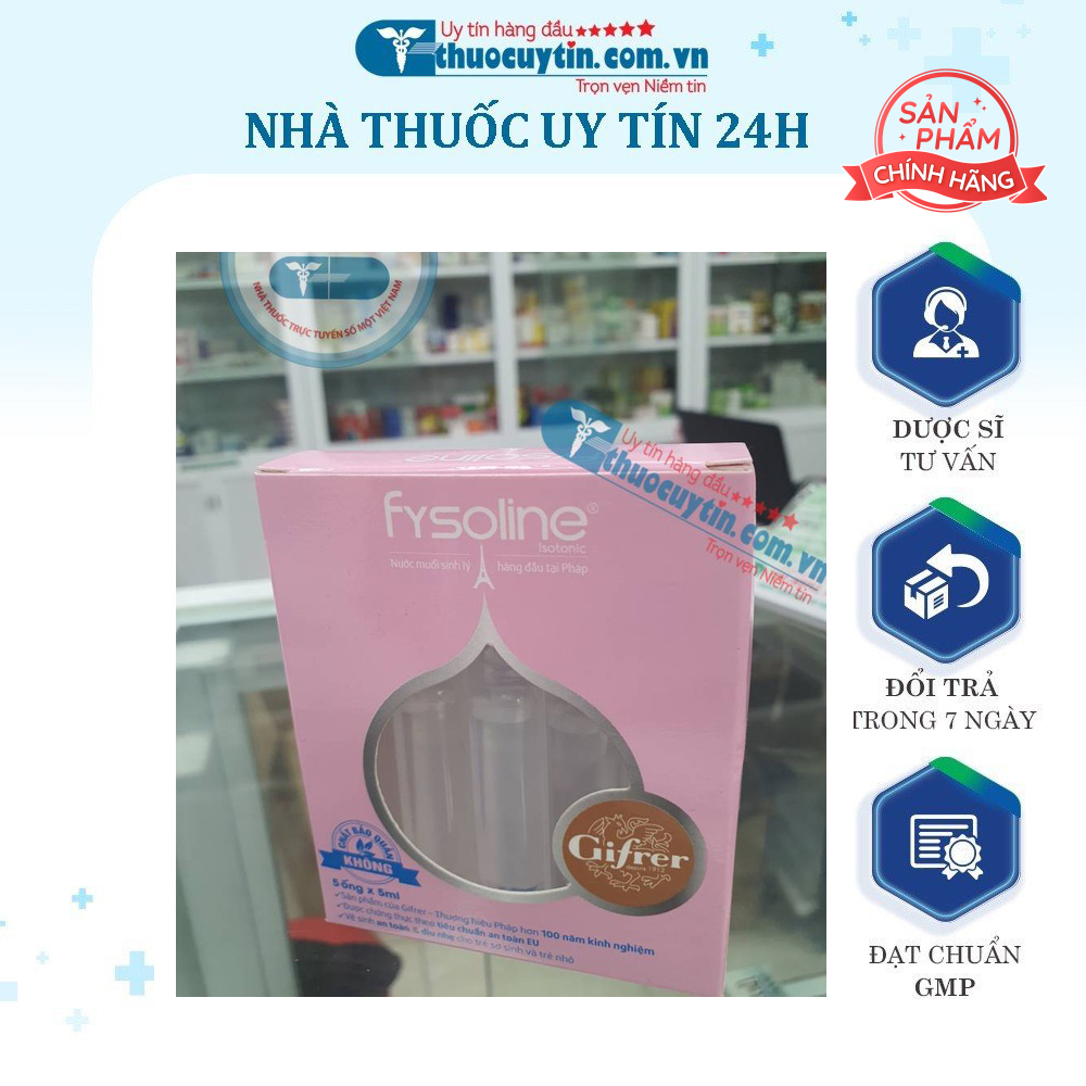 Nước muối sinh lý Fysoline Gifrer Hồng - Vệ Sinh Mắt, Mũi Cho Bé (5 Ống)