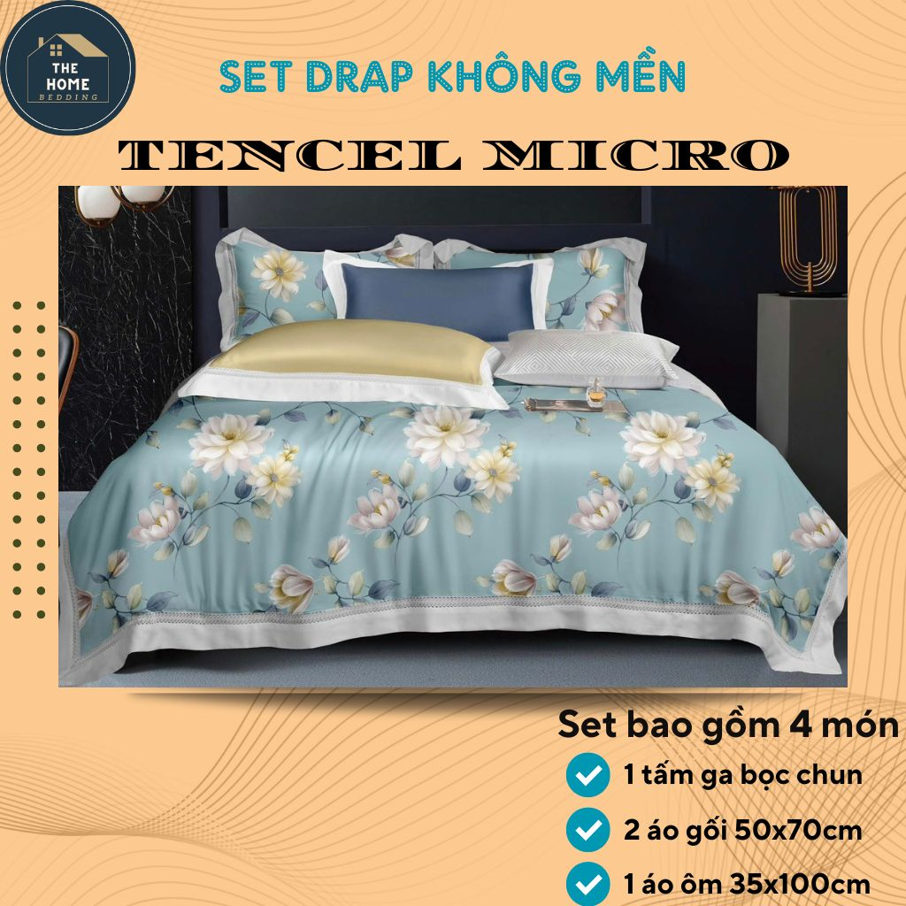 Bộ Drap Không Mền Tencel Micro, Nhiều Kích Thước