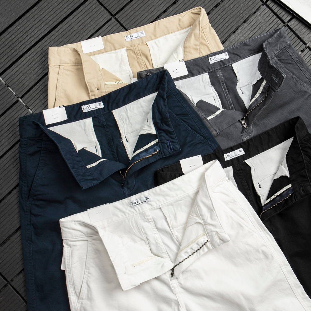 Quần Short Kaki - Doki cao cấp màu kem, quần sooc nam chất co giãn thoải mái, quần short nam cotton thoáng mát