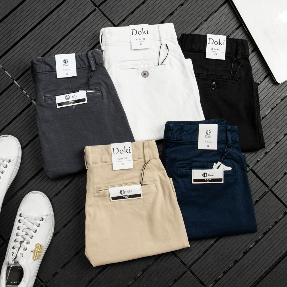 Quần Short Kaki - Doki cao cấp màu xanh than, quần sooc nam chất co giãn thoải mái, quần short nam cotton thoáng mát