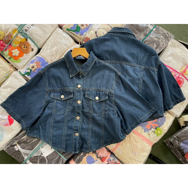 [NEW]ÁO DENIM/ÁO KIỂU CROPTOP VẠT BẦU CÚC ĐỒNG style Ulzzang