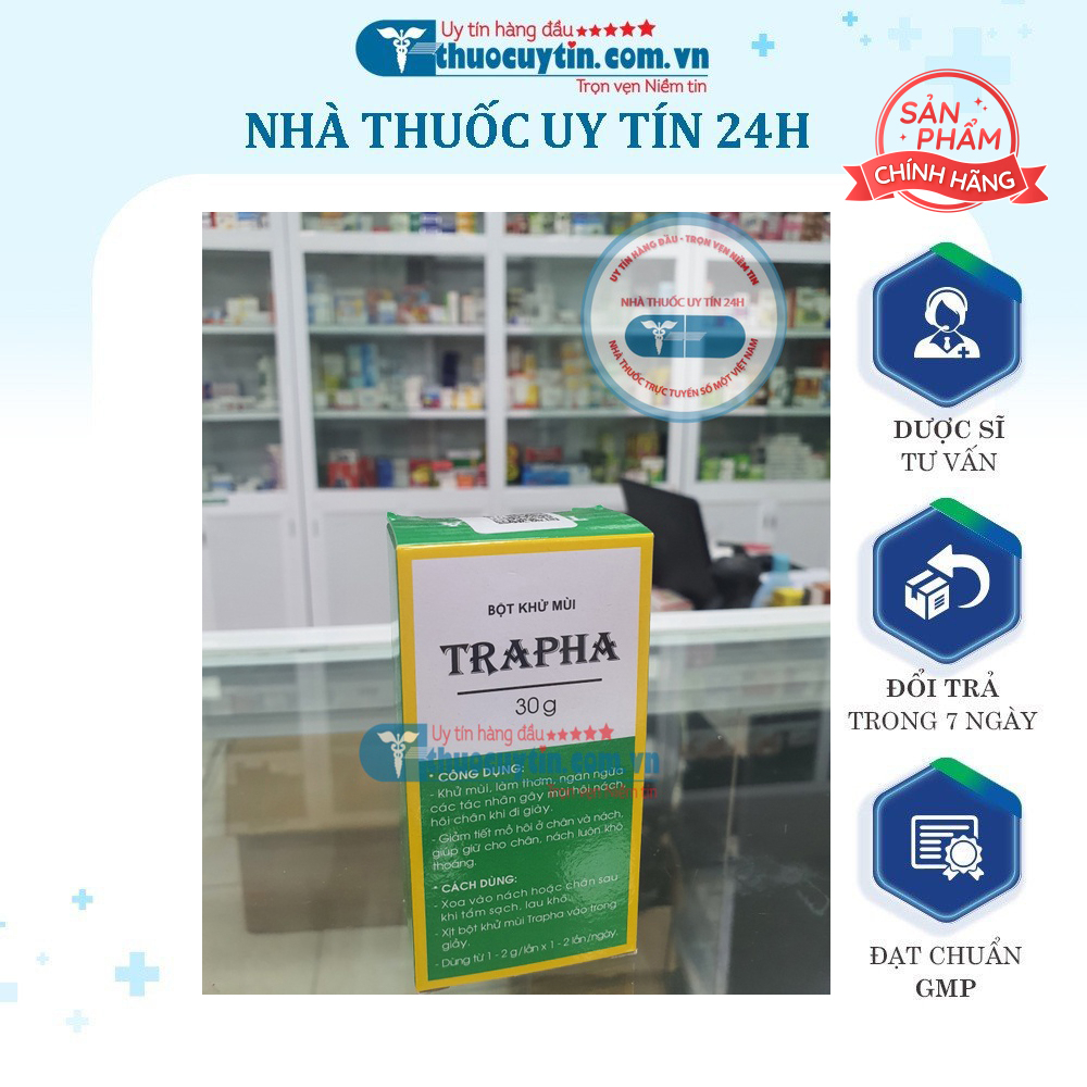 Bột Khử Mùi Trapha 30g - Hàng nhà thuốc chuẩn