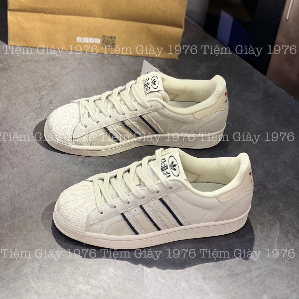 Giày Thể Thao Adidas Sò Xám Gót Đỏ Hàng SC ,Giày Superstar Cloud White Mũi Sò Xám Da Lộn Aluminium Vivid Red