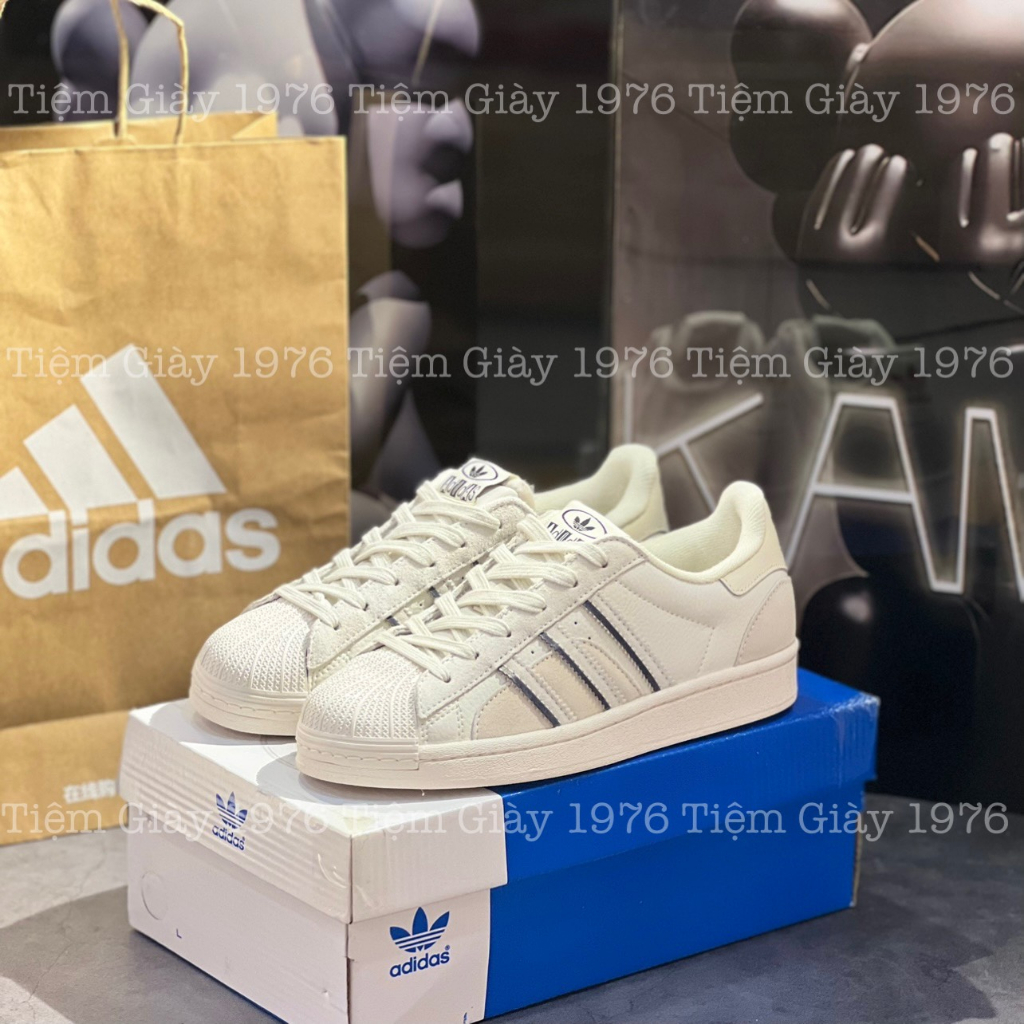 Giày Thể Thao Adidas Sò Xám Gót Đỏ Hàng SC ,Giày Superstar Cloud White Mũi Sò Xám Da Lộn Aluminium Vivid Red