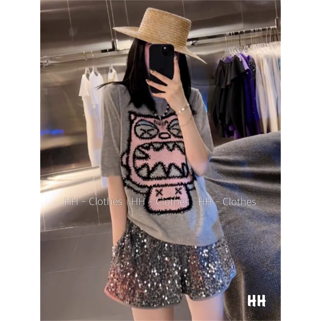 Set áo mặt cười mix short kim sa siêu lấp lánh