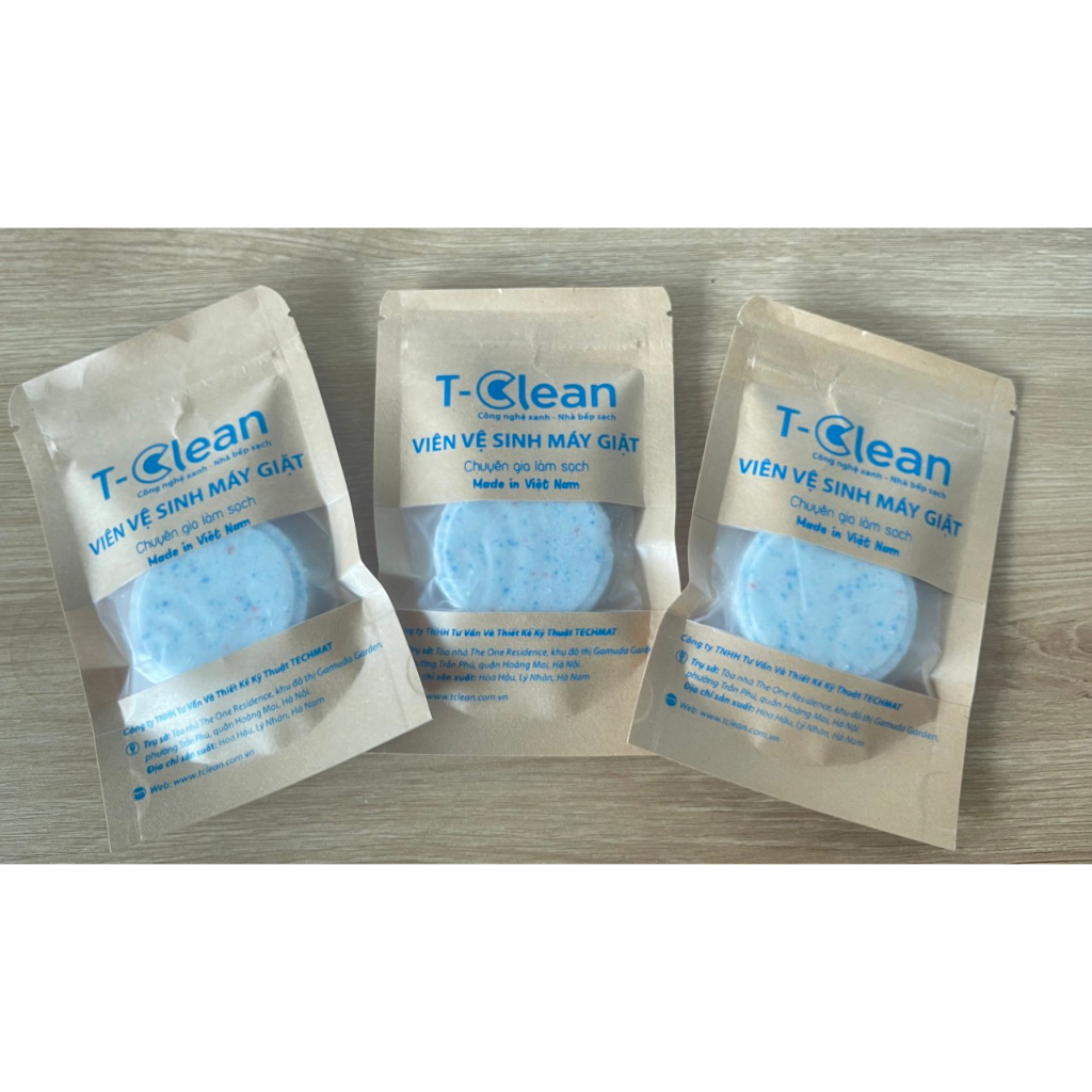 Combo 3 viên vệ sinh, tẩy lồng máy giặt T-Clean (TClean) 35g/ viên, loại bỏ mùi hôi, cặn bẩn lâu ngày