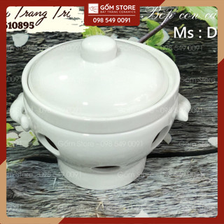Bếp hâm nóng đồ ăn tiện lợi nhanh chóng - Gốm sứ bát Tràng đĩa hình tròn - Gốm Store