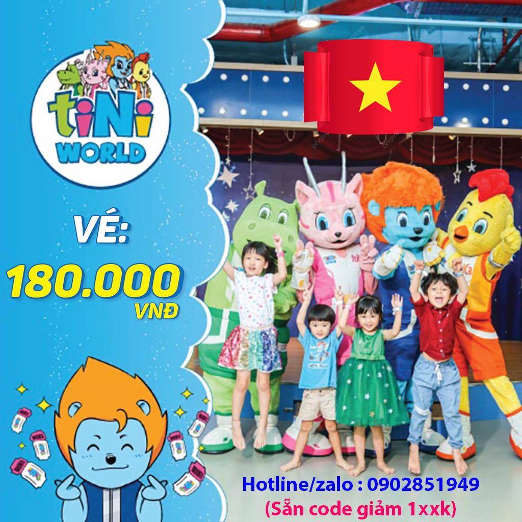 Toàn Quốc [E-Voucher] 01 Vé điện tử tiNiWorld vào cổng 1 bé, 1 người lớn không phụ thu