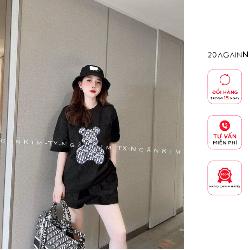 Set đồ nữ sang chảnh hình họa tiết in gấu, bộ đồ nữ chất vải cotton thoáng mất mềm mịn phù hợp mặc đi chơi mùa hè BTT01