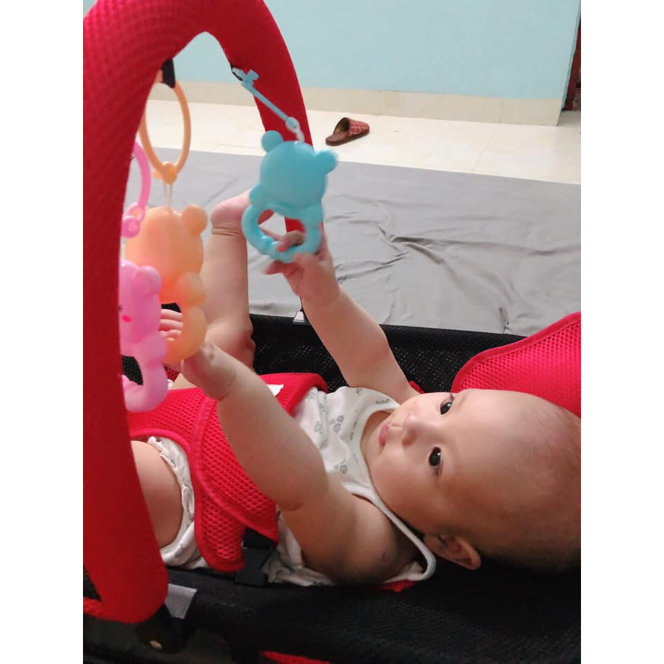 Ghế rung nhún cho bé sơ sinh bập bênh có đồ chơi đa năng thay nôi cho trẻ ngủ ăn dặm