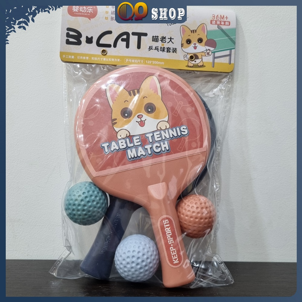 Bộ 2 vợt bóng bàn loại tốt dành cho bé, bao gồm 3 quả bóng - QQ Shop