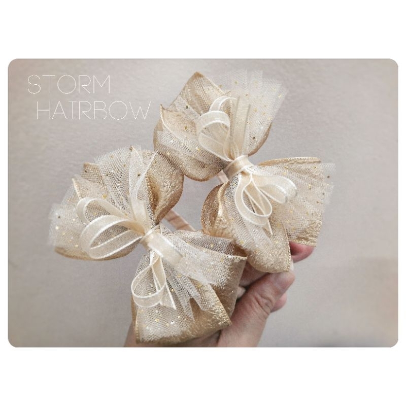 Bờm beige cho công chúa (mẫu mới) - handmade by Storm Hairbow