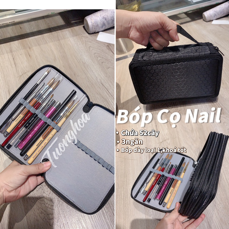 Bóp Cọ Nail 3 Ngăn(để 52 cây cọ) Loại dày