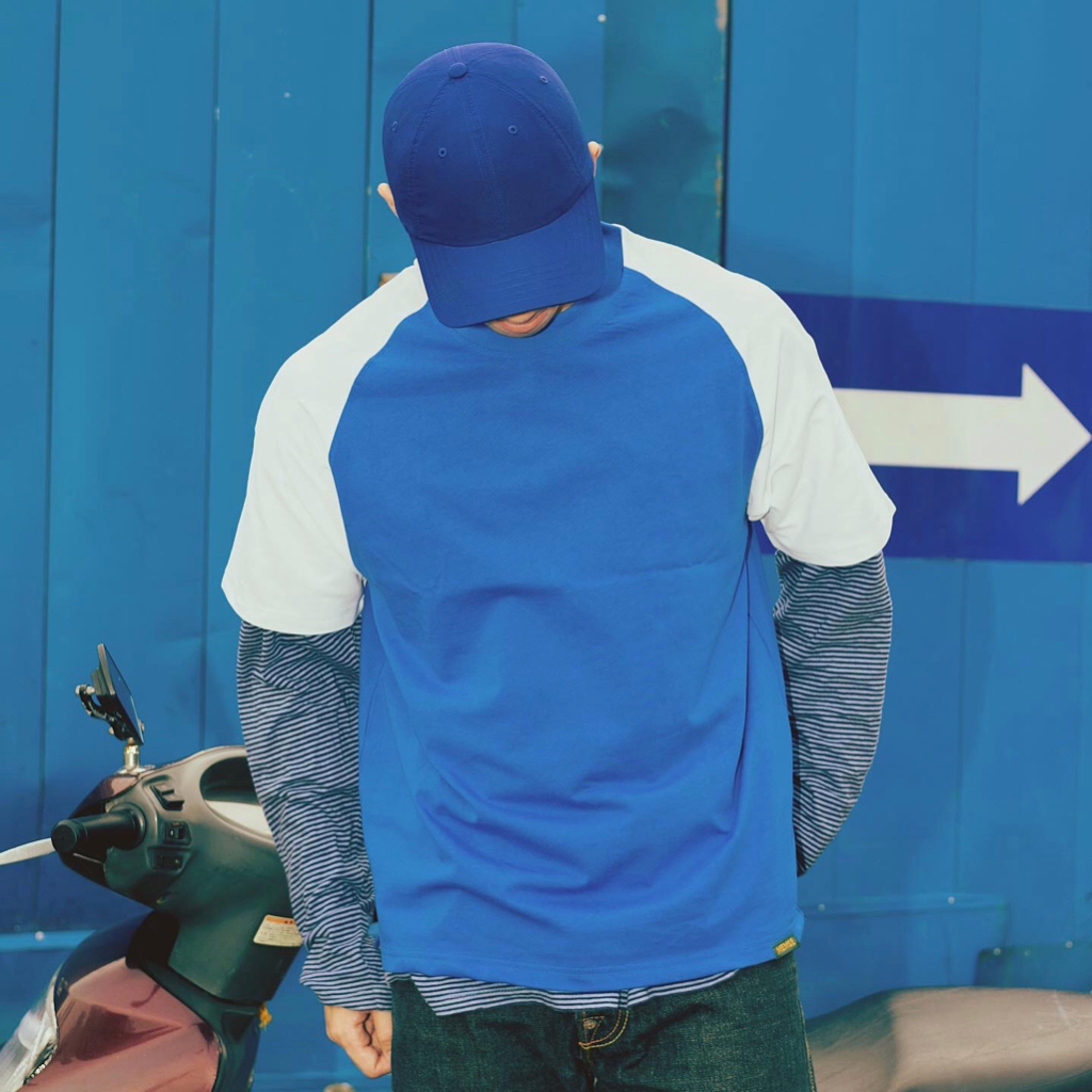 Áo thun tay ngắn cổ tròn trơn màu phối áo thun nam nữ unisex MEMS Rumble raglan