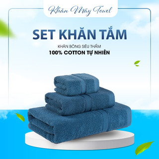 Bộ Khăn Tắm Cotton 3 Chiếc Khăn Mặt 30x50cm Khăn Gội 35x80cm Khăn Tắm Cao Cấp 60x120cm