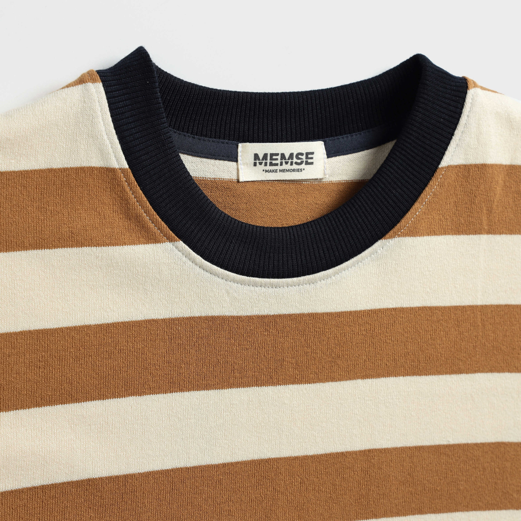 Áo thun sọc nam nữ in chữ cổ tròn unisex Sribble T-shirt MEMS